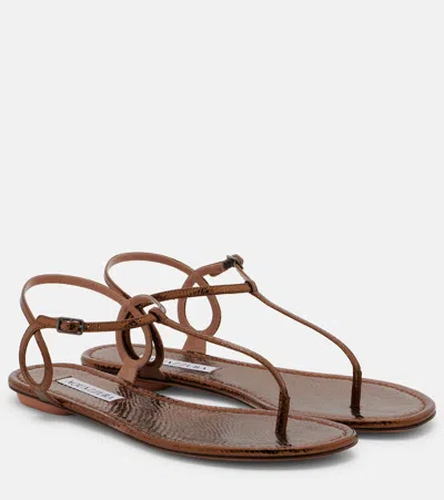 Aquazzura Almost Bare Snake-effect Leather Sandals In Brown