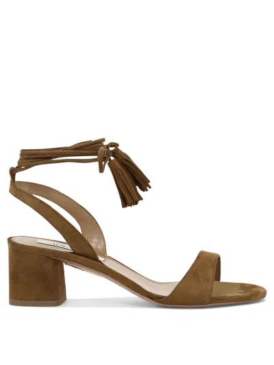 Aquazzura Alu 50mm Suede Sandals In Brown