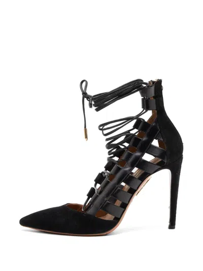 Pre-owned Aquazzura Amazon Lace-up Pumps In Black