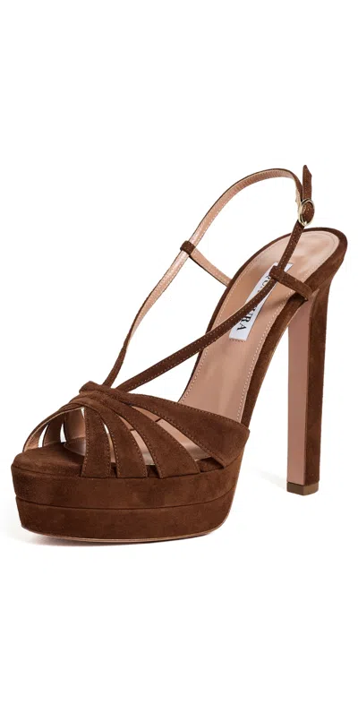 Aquazzura Amie Plateau Sandals 130mm Walnut In Brown