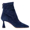Aquazzura Amore 75 Ankle Boots In Navy Blue Suede In Blue