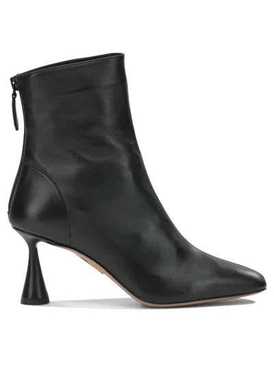Aquazzura Amore 75 Sculptural-heel Nappa Leather Ankle Boots In Black