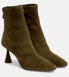 Aquazzura Amore 75 Suede Ankle Boots In Green