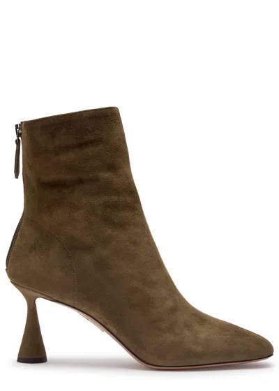 Aquazzura Amore 75 Suede Ankle Boots In Brown