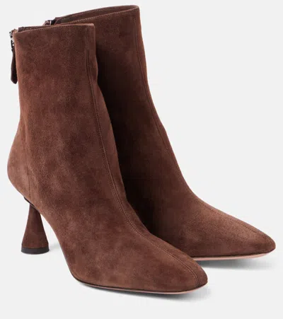 Aquazzura Amore 75 Suede Ankle Boots In Brown