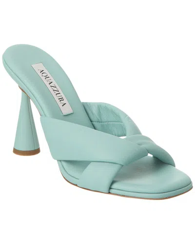 Aquazzura Amore 95mm Leather Mules In Blue