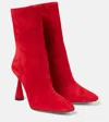 Aquazzura Amore 95 Suede Ankle Boots In Lipstick