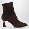 Aquazzura Amore Bootie 75 Brown Suede In Brown