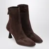 Aquazzura Amore Bootie 75 Brown Suede In Burgundy