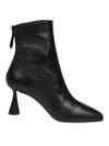 AQUAZZURA AMORE BOOTIE 75 IN BLACK LEATHER