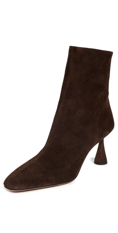 Aquazzura Pointed Toe Ankle Boots With Sculpted Heel In Brown