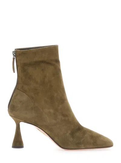 Aquazzura Love Suede Ankle Bootie 75 In Green