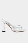 Aquazzura 100mm Metallic-finish Leather Mules