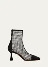 Aquazzura Amore Net Zip Ankle Booties In Black