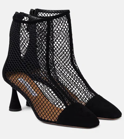 Aquazzura Amore Net Zip Ankle Booties In Black
