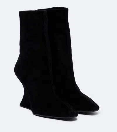 Aquazzura Amore Suede Wedge Ankle Boots In Black