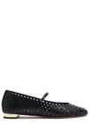 Aquazzura Amourose Cutout Leather Ballet Flats In Black