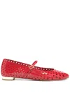 Aquazzura Amourose Mary Jane Ballerina Flats In Red