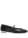 Aquazzura Amourose Cutout Leather Ballet Flats In Schwarz