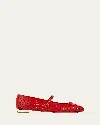 Aquazzura Amourose Mary Jane Ballerina Flats In Lipstick