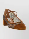 Aquazzura Animal Print Block Heel Square Toe Pumps In Brown