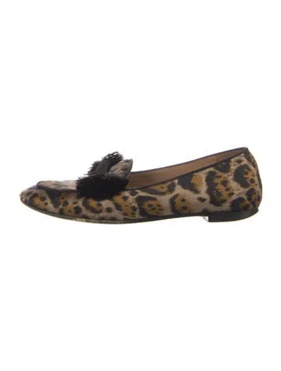 Pre-owned Aquazzura Animal Print Loafers In Black