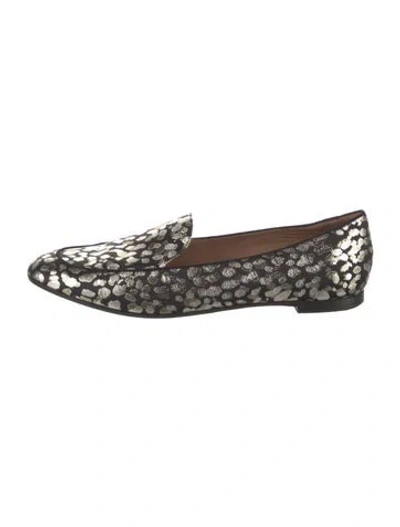 Pre-owned Aquazzura Animal Print Loafers In Black/metallic