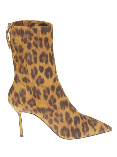 Aquazzura Animalier Suede Boots In Caramel