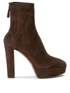 Aquazzura Saint Honore 120 Platform Suede Boots In Multi