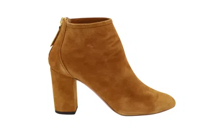 Aquazzura Ankle Boots In Brown Suede In Yellow