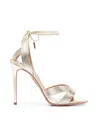Aquazzura Ari 105 Wrap-around Sandals In Laminated Leather In Nude