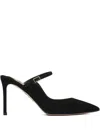 Aquazzura Strap Buckle Pointed Toe Stiletto Suede In Black
