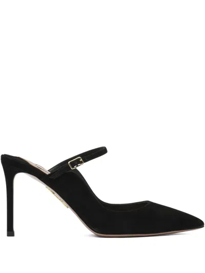 Aquazzura Ankle-strap Suede Pumps In Black