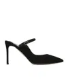 Aquazzura Strap Buckle Pointed Toe Stiletto Suede In Black
