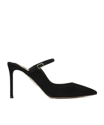 AQUAZZURA ANKLE-STRAP SUEDE PUMPS