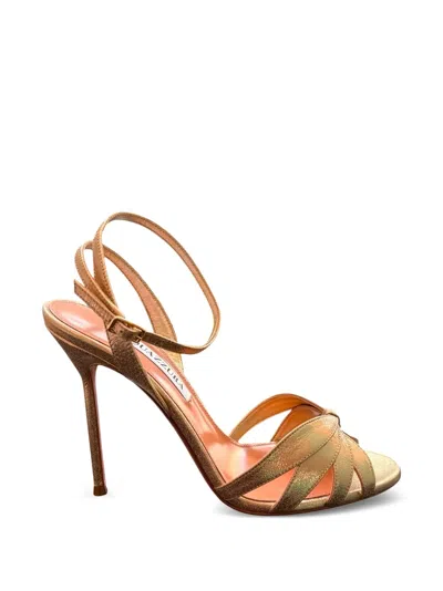 Aquazzura Ankle-strap Leather Sandals In Gold