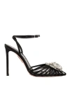 Aquazzura Crystal Margarita 110mm Leather Pumps In Black