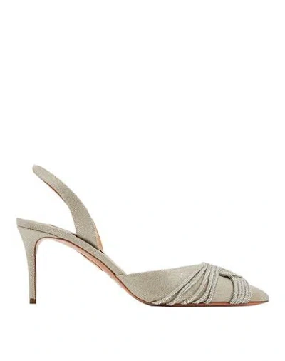 Aquazzura Decollete Woman Pumps Silver Size 7 Other Fibres In White