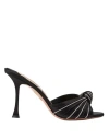 Aquazzura Atelier 95 Embellished Knotted Suede Mules In Black