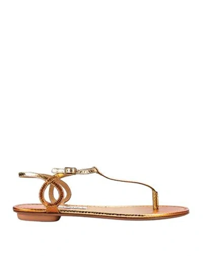 Aquazzura Sandals Woman Sandals Gold Size 8 Leather