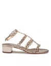 Aquazzura Infinity Chain Sandal In Mirrored Leather In Soft Gold