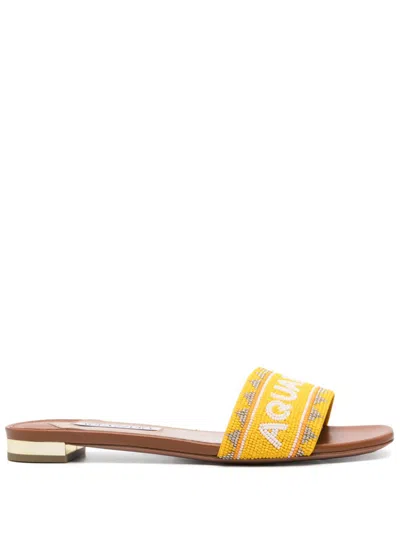 Aquazzura Aqz Beads Slides In Yellow