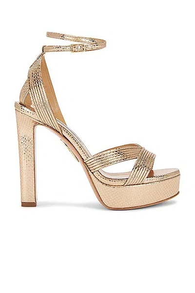 Aquazzura Ari 120 Platform Sandal In Soft Gold