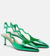 Aquazzura Artiste 50 Metallic Leather Slingback Pumps In Animal Print