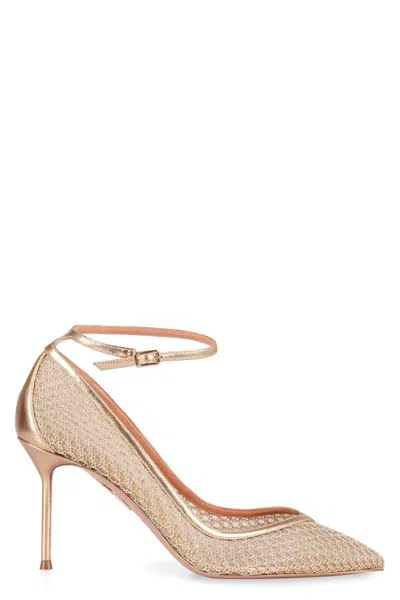 Aquazzura Asha Mesh Pumps In 黄色