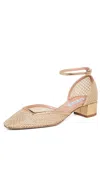 Aquazzura Asha 35 Leather-trimmed Mesh Pumps In Light Gold