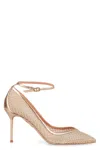 Aquazzura Pointed Toe Mesh Stiletto Pumps In Gold