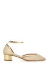 Aquazzura Asha 35 Leather-trimmed Mesh Pumps In Metallic