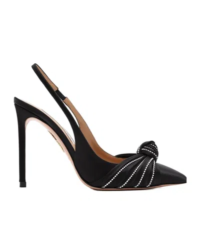 Aquazzura Atelier Embellished Suede Slingback Pumps In Black