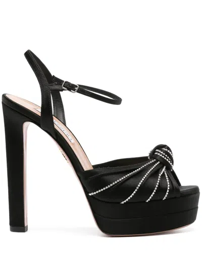 Aquazzura Atelier 140mm Crystal-embellished Sandals In 黑色